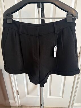 Express Black Tailored High-Waist Cuffed Shorts